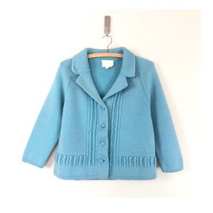 vintage 50s sweater jacket 1950s wool knit pastel turquoise cardigan cottagecore